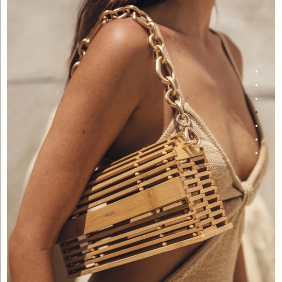cult gaia Handbags - Cult Gaia Sylvia bamboo shoulder bag
